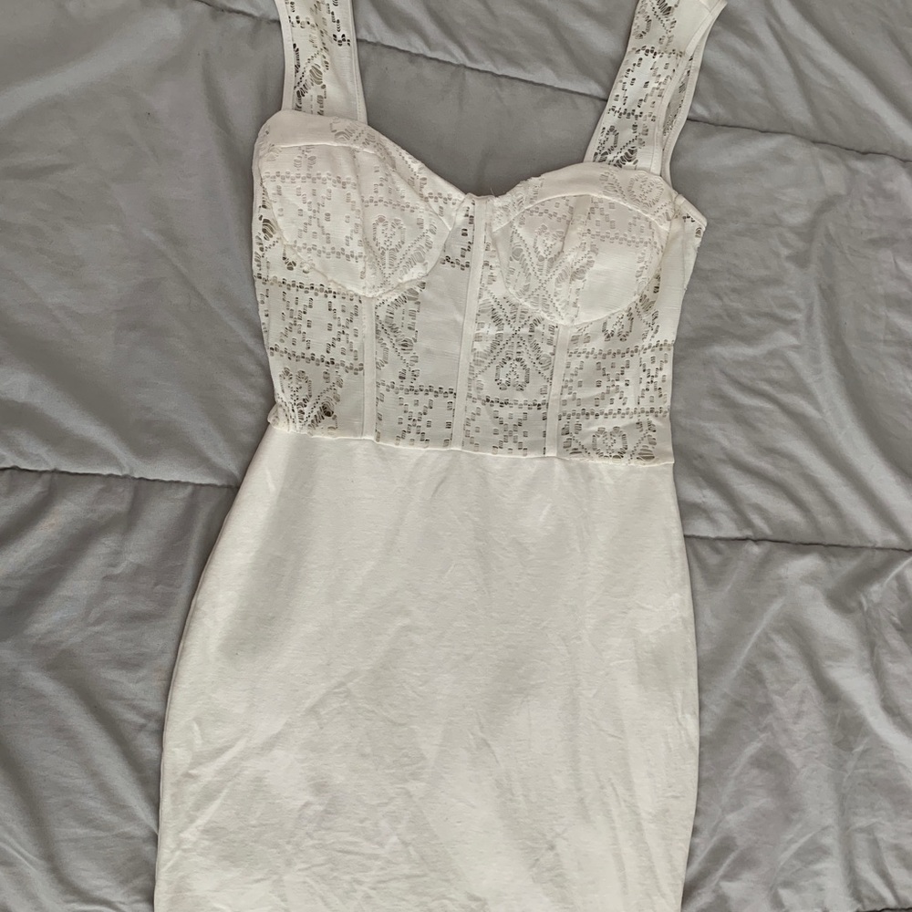 White dress with lace bodice